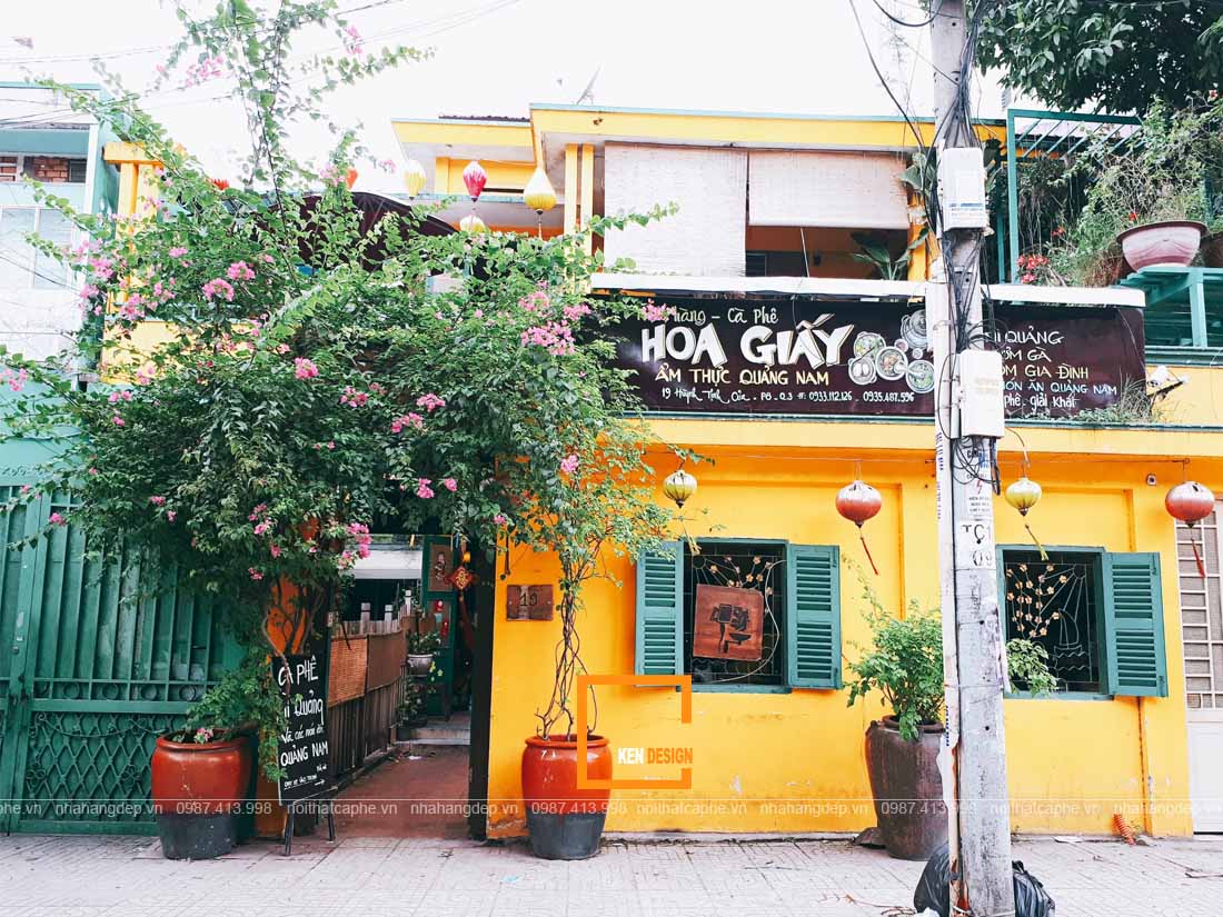 thiết kế quán cafe hoa